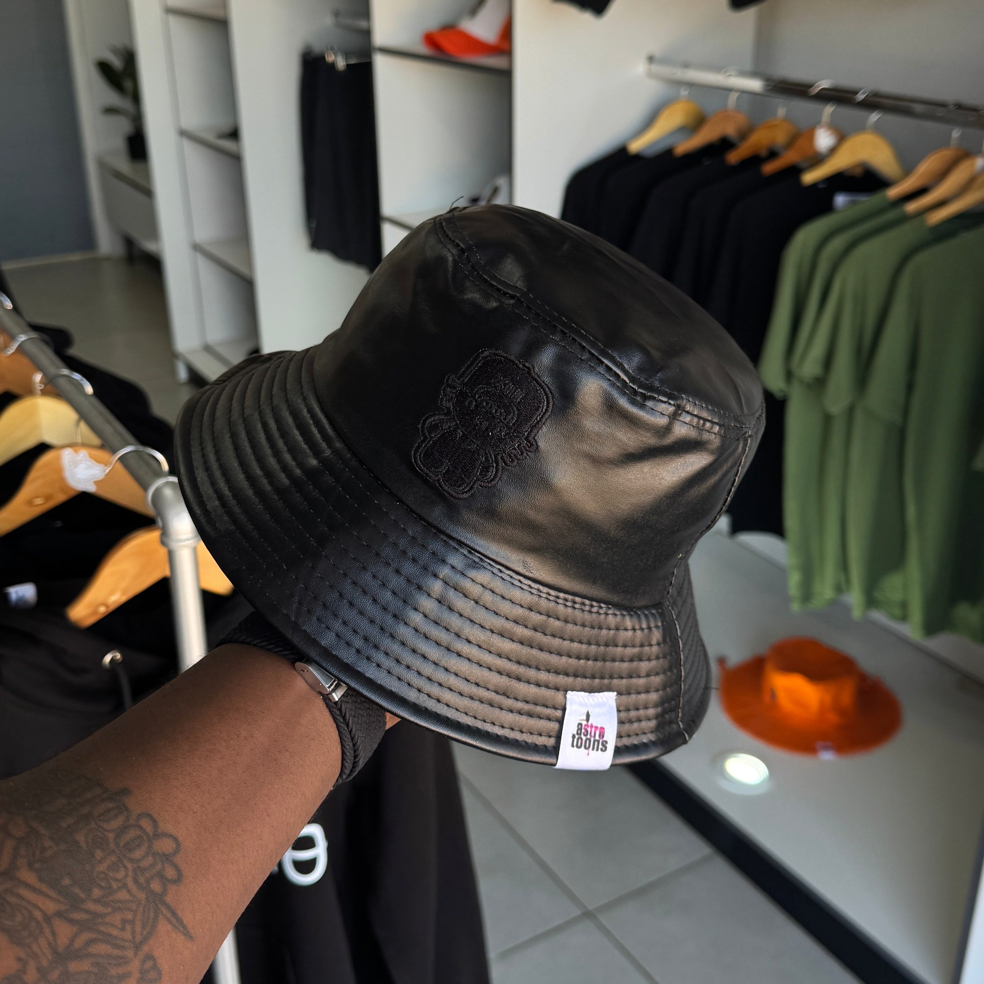 Leather bucket hat